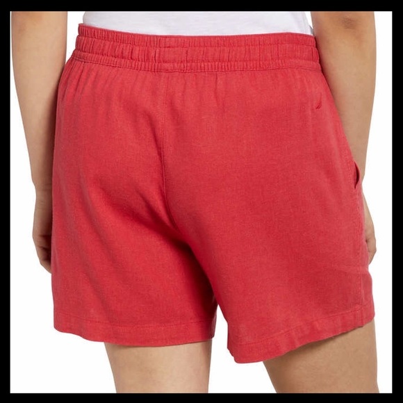 NAUTICAL Linen Blend Pull on Red Shorts - Picture 7 of 7